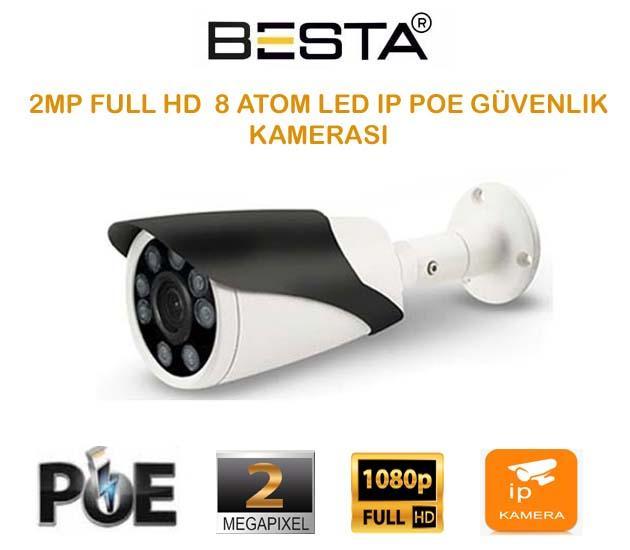 2MP 1080P 8 Atom Led IP POE Güvenlik Kamerası BS-236IP