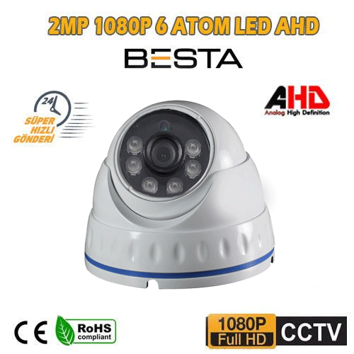 2 Mp 6 Atom Led AHD Metal Kasa İç Mekan Dome Kamera BT-8267