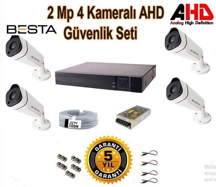 4 kameralı 1080p güvenlik kamerası seti