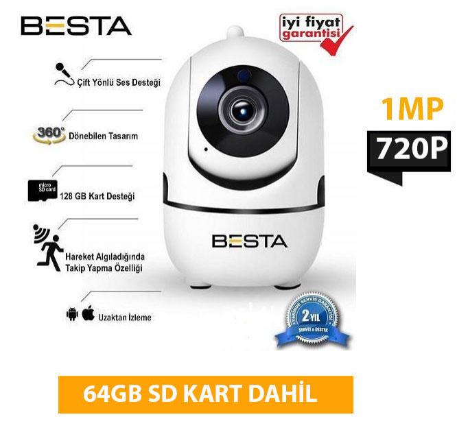 1MP 64GB Bebek Kamerası Harekete Duyarlı Takip Kamerası