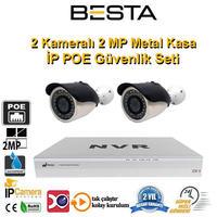 2 Kameralı 2 MP 1080P İP POE Tak Çalıştır Güvenlik Seti BG-2012