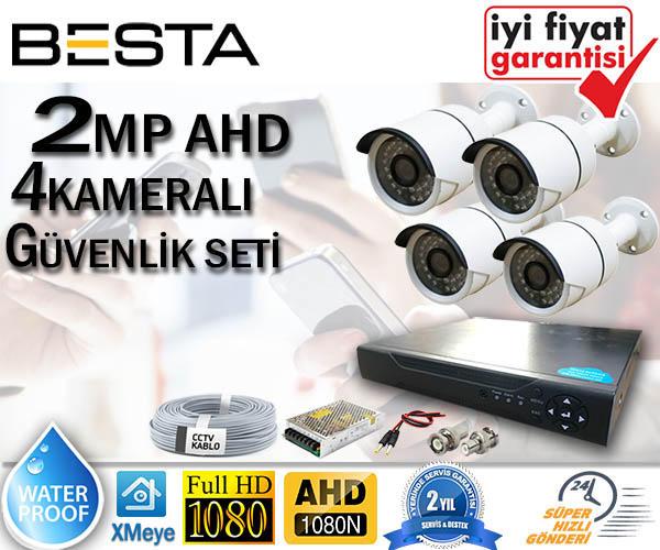 2 MP 1080P FULL HD 4 Kameralı Ahd Güvenlik Seti  BG-1414