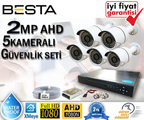 2 MP 1080P FULL HD AHD 5 Kameralı Güvenlik Kamerası Seti BG-1415