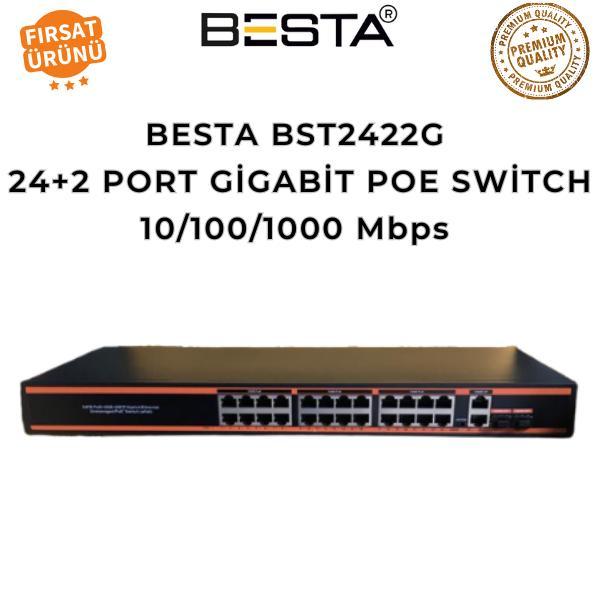 24+2 Uplink +2 SFP Gigabit PoE Switch 10/100/1000 mbps BST2422G