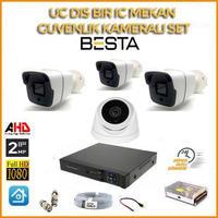 2MP 1080P 3 Dış Mekan 1 İç Mekan Kameralı Ahd Güvenlik Seti BG-5207