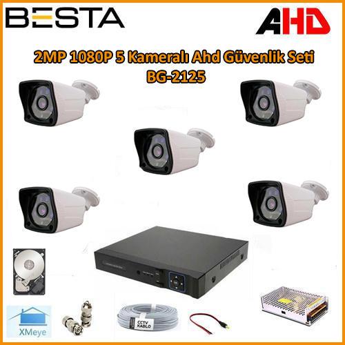 2MP 1080P 5 kameralı Ahd Güvenlik Seti BG-2125- 320GB Harddisk Dahil