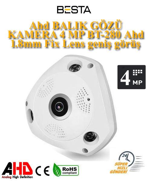 Ahd BALIK GÖZÜ KAMERA 4 MP BT-280 Ahd  1.8mm Fix Lens geniş görüş acısı 