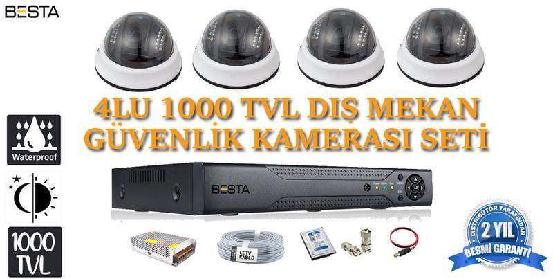 1000tvl 4 iç  Mekan Dome Güvenlik  Kamera Seti hdd Dahil  BG-1037