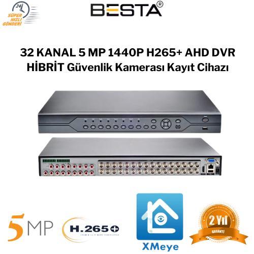 32 KANAL 5 MP 1440P H265+  AHD DVR Güvenlik Kamerası Kayıt Cihazı